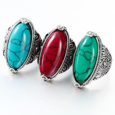 Vintage Look Tibetan Calaite Ring - 5 Color Choices - Whole Body Source